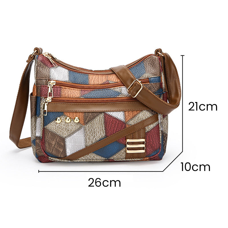 Vintage Geometric Pattern Bag With Adjustable Strap