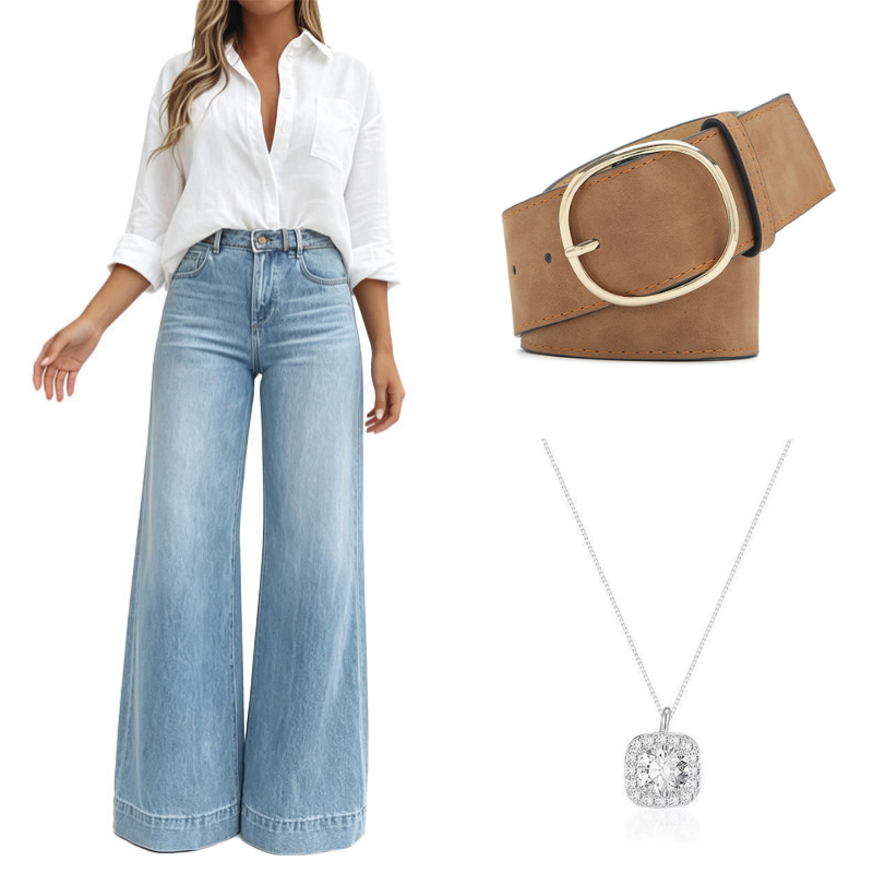 Renee | Women's Vintage High-Waisted Wide-Leg Jeans