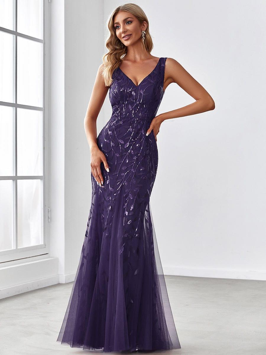 ever ORIEL|Women's Double V-Neck Fishtail Sequin Evening Dress