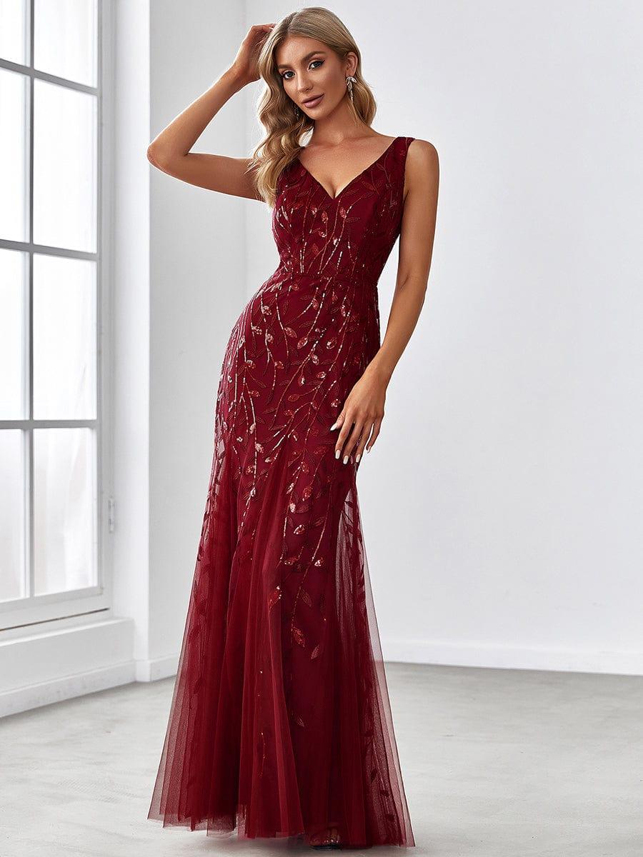 ever ORIEL|Women's Double V-Neck Fishtail Sequin Evening Dress
