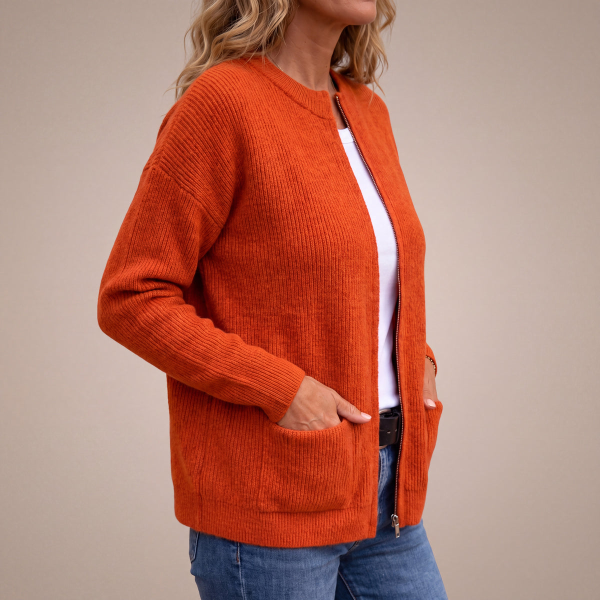 P|H - Soft Zip-Front Knit Cardigan Diane
