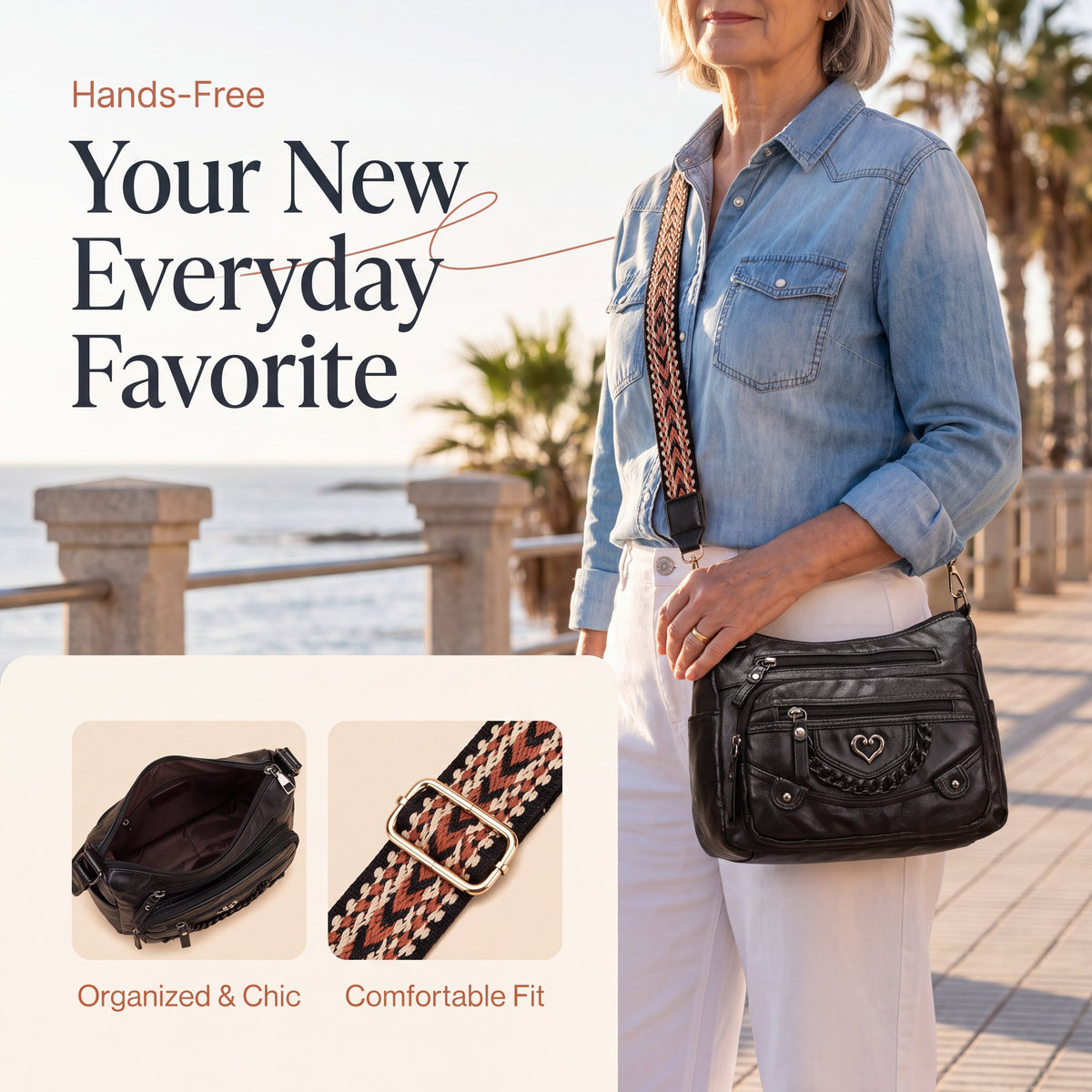 📢📢50% OFF !! ⏰Women's Soft PU Leather Multi-Pocket Crossbody Bag