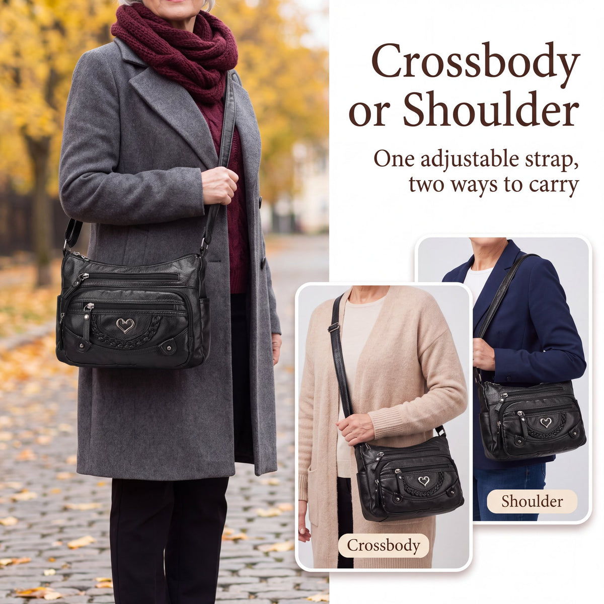 📢📢50% OFF !! ⏰Women's Soft PU Leather Multi-Pocket Crossbody Bag