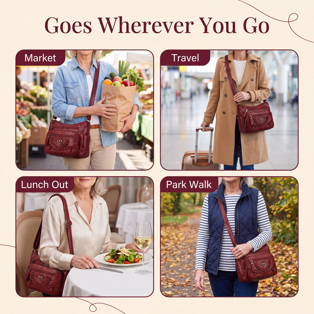 📢📢50% OFF !! ⏰Women's Soft PU Leather Multi-Pocket Crossbody Bag