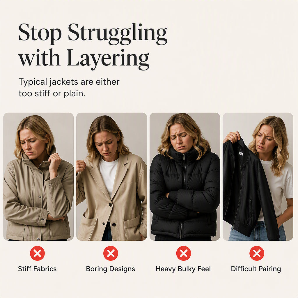 Cristine | Women’s Elegant Denim Spliced Ribbed Knit Coat