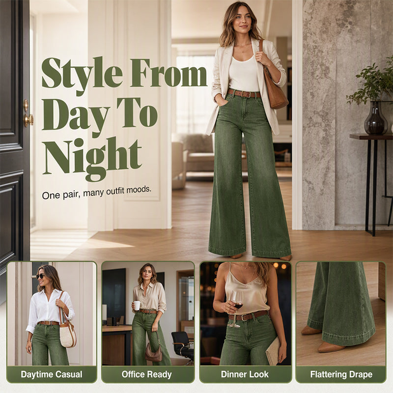 Renee | Women's Vintage High-Waisted Wide-Leg Jeans