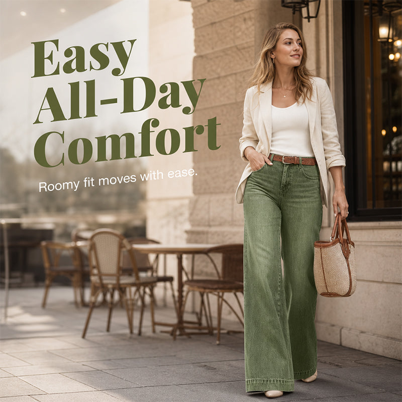 Renee | Women's Vintage High-Waisted Wide-Leg Jeans