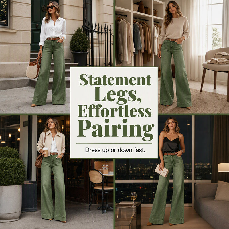Renee | Women's Vintage High-Waisted Wide-Leg Jeans