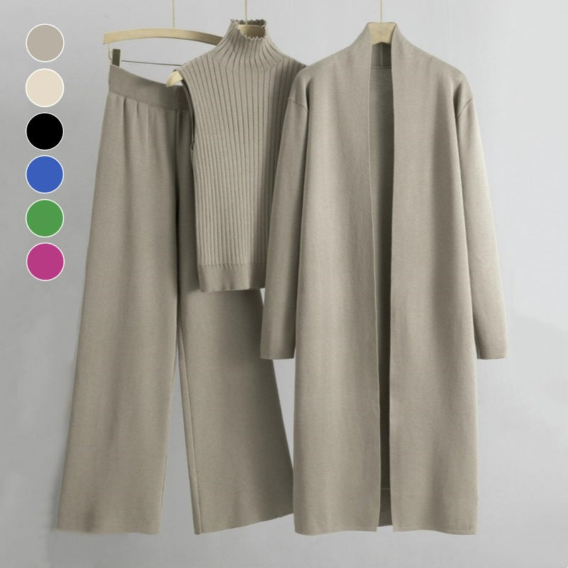 Suze | 3-Piece Set - Autumn Sleeveless Vest & Cardigan & Trousers