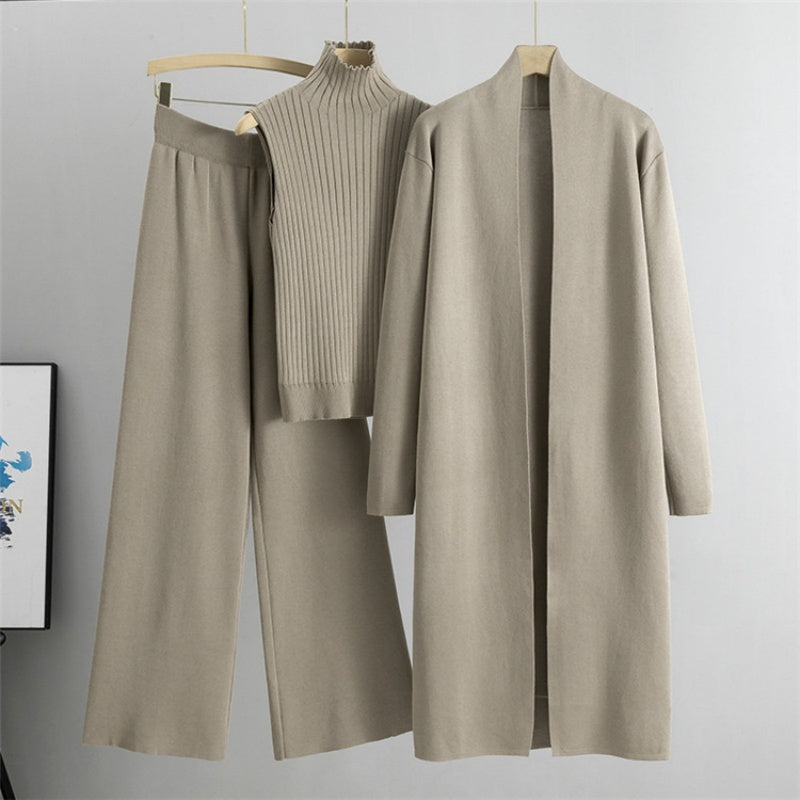 Suze | 3-Piece Set - Autumn Sleeveless Vest & Cardigan & Trousers