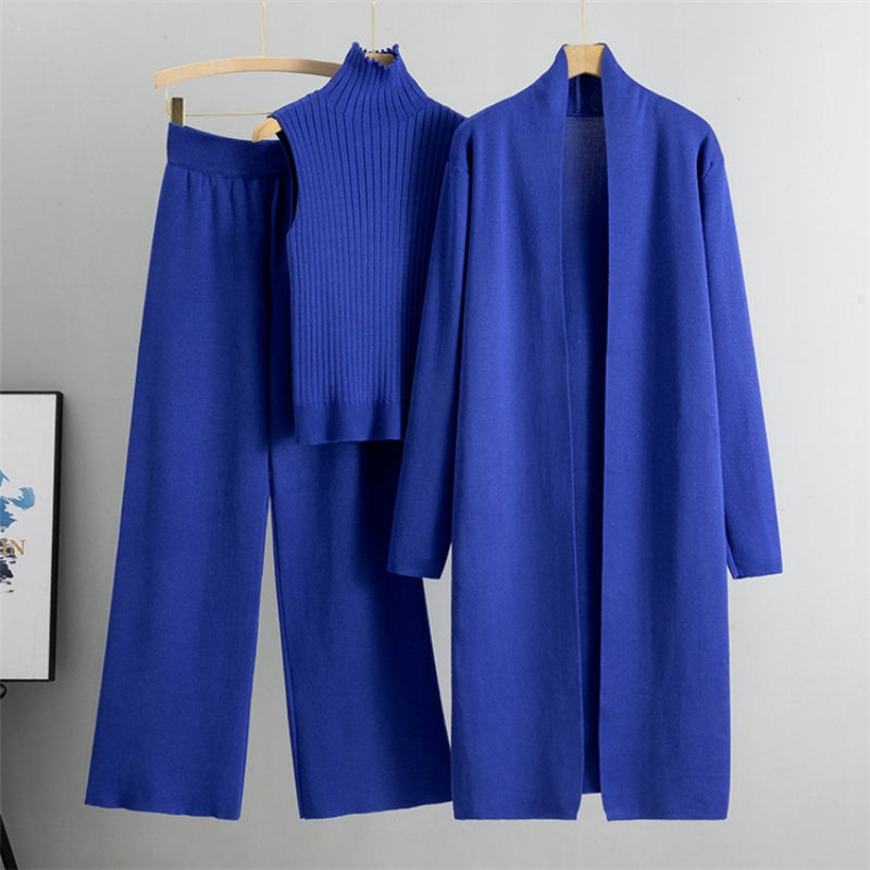 Suze | 3-Piece Set - Autumn Sleeveless Vest & Cardigan & Trousers