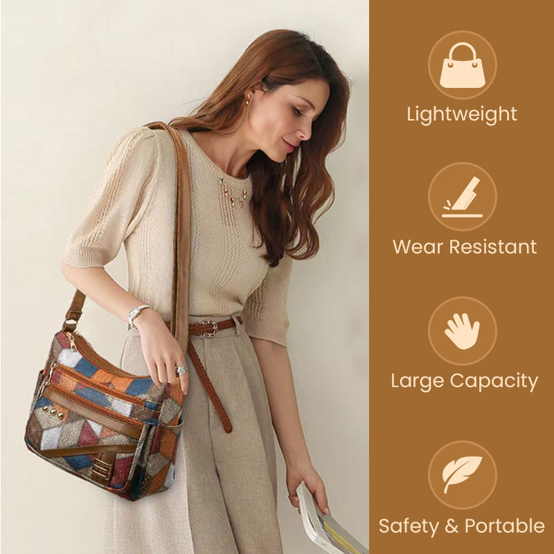 Vintage Geometric Pattern Bag With Adjustable Strap
