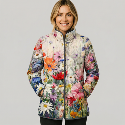 KAIA | Delightful Vintage Floral Quilted Jacket