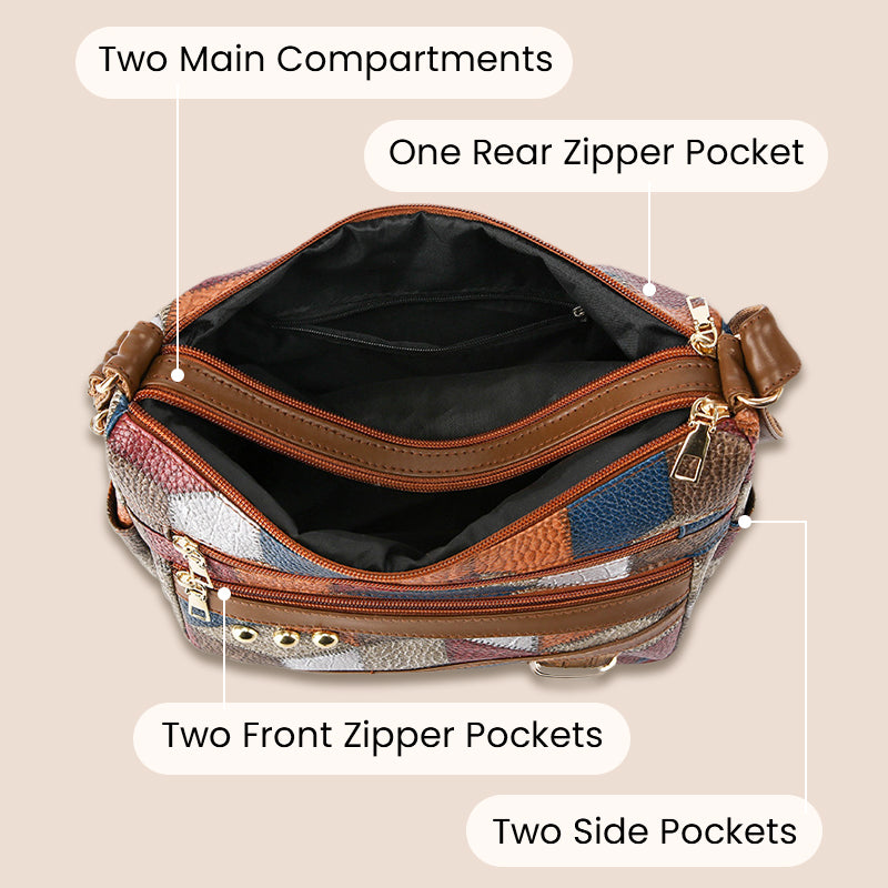 Vintage Geometric Pattern Bag With Adjustable Strap