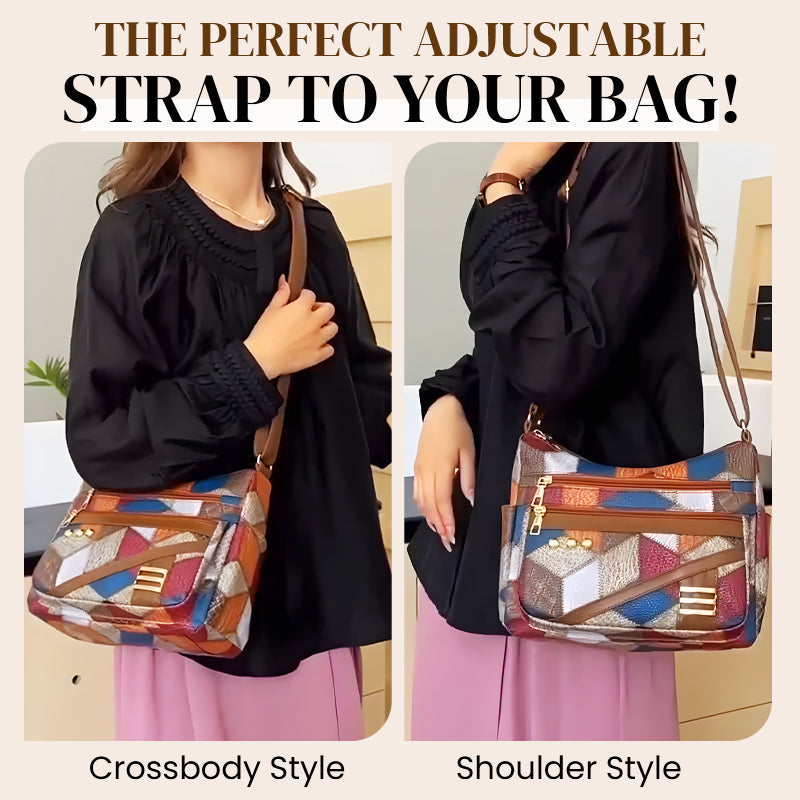 Vintage Geometric Pattern Bag With Adjustable Strap