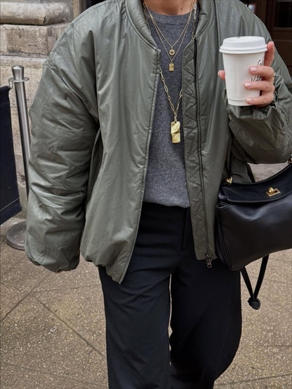 Oversized Bomber Oil Khaki
