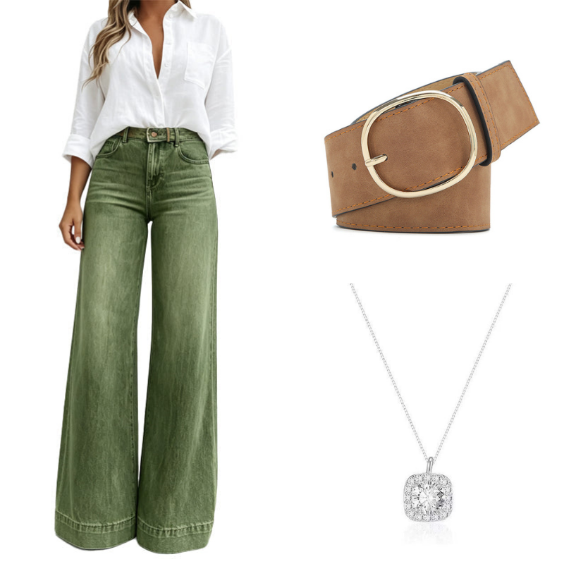 Renee | Women's Vintage High-Waisted Wide-Leg Jeans