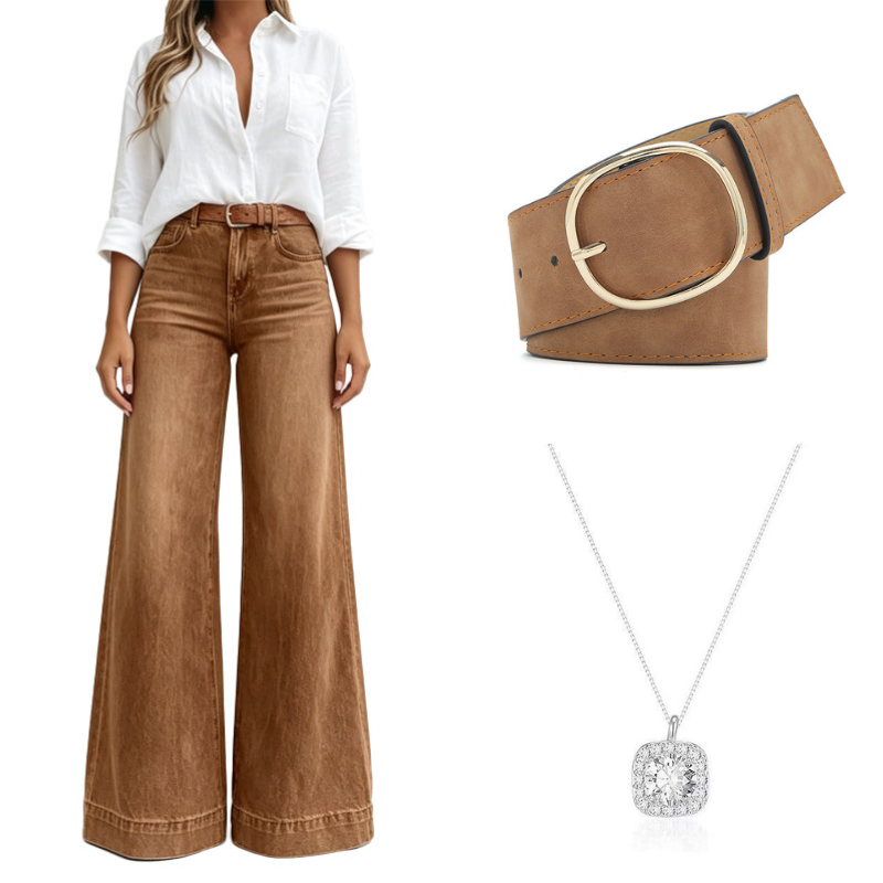 Renee | Women's Vintage High-Waisted Wide-Leg Jeans