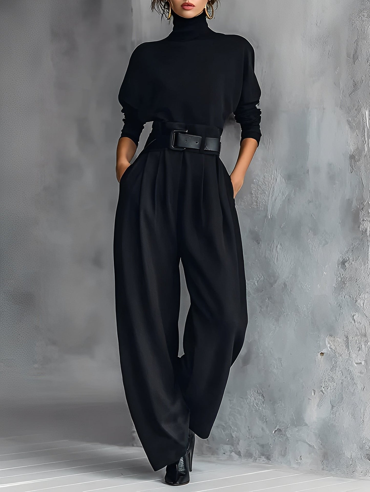 Mia – Polo Neck Straight-Leg Jumpsuit