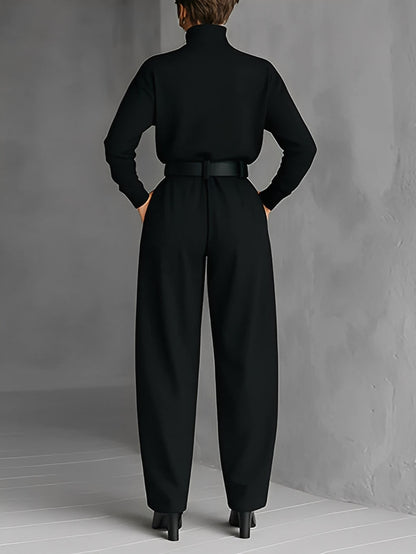Mia – Polo Neck Straight-Leg Jumpsuit