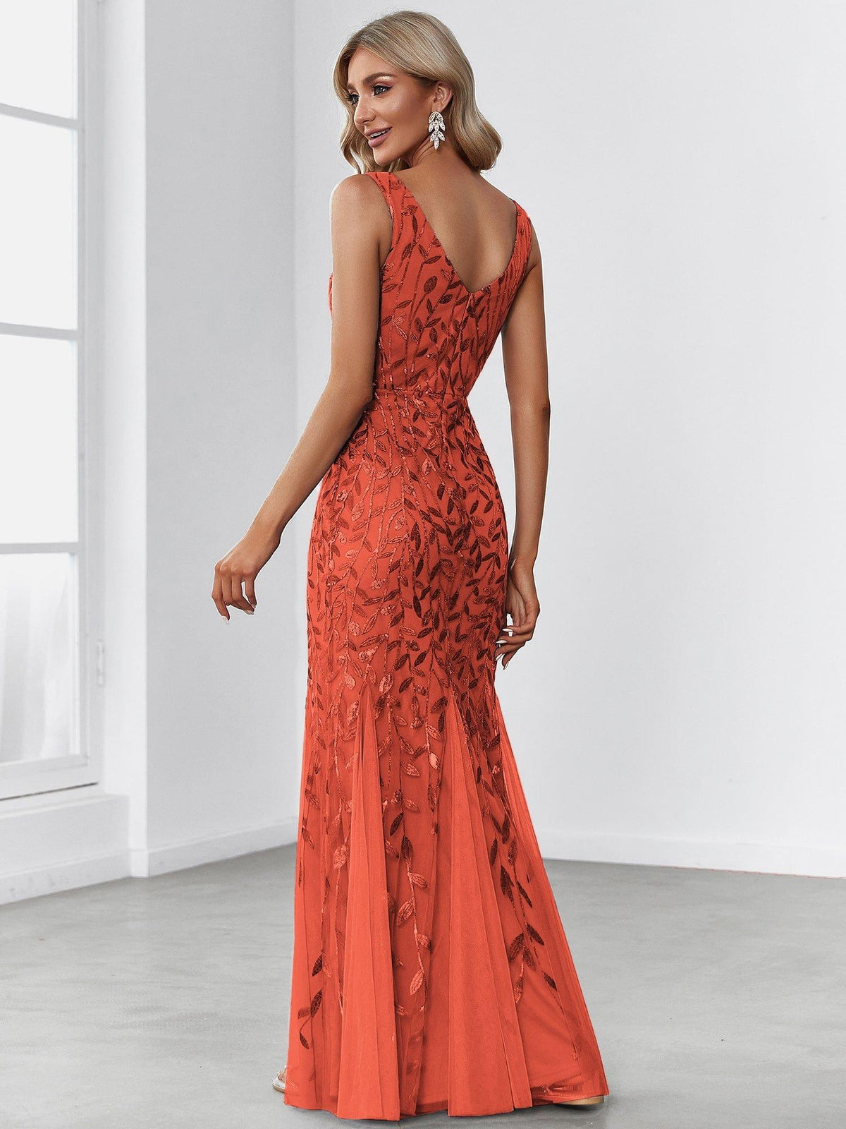 ever ORIEL|Women's Double V-Neck Fishtail Sequin Evening Dress