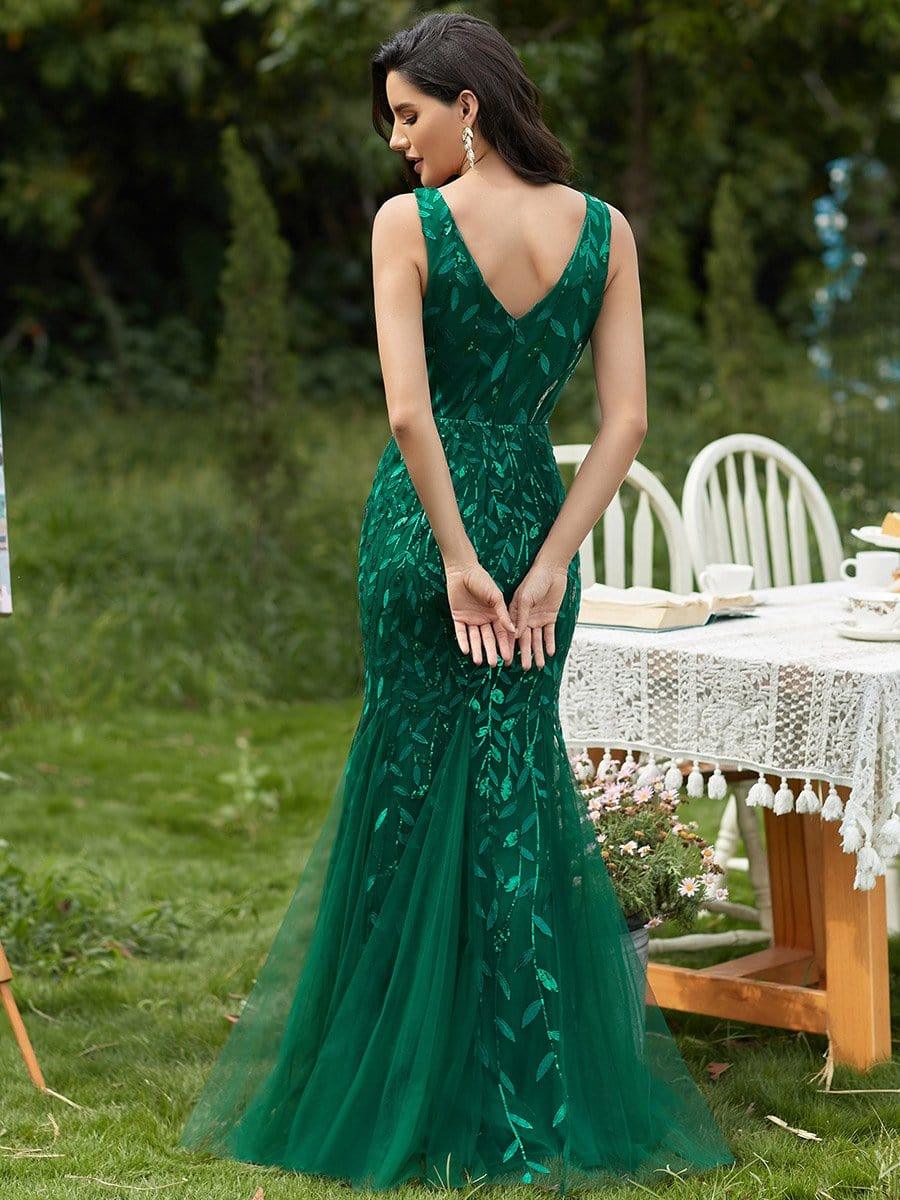 ever ORIEL|Women's Double V-Neck Fishtail Sequin Evening Dress