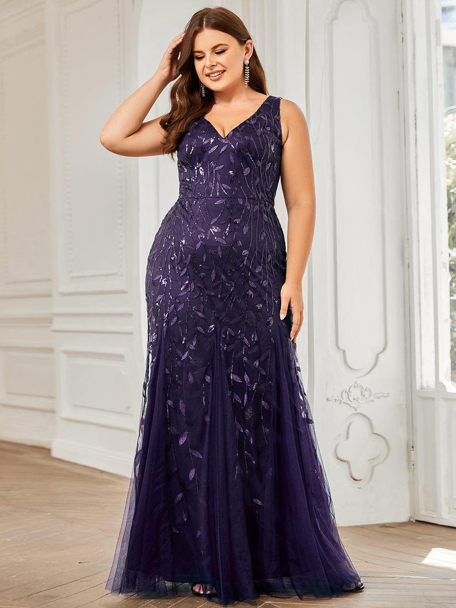 ever ORIEL|Women's Double V-Neck Fishtail Sequin Evening Dress