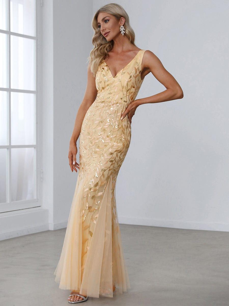 ever ORIEL|Women's Double V-Neck Fishtail Sequin Evening Dress
