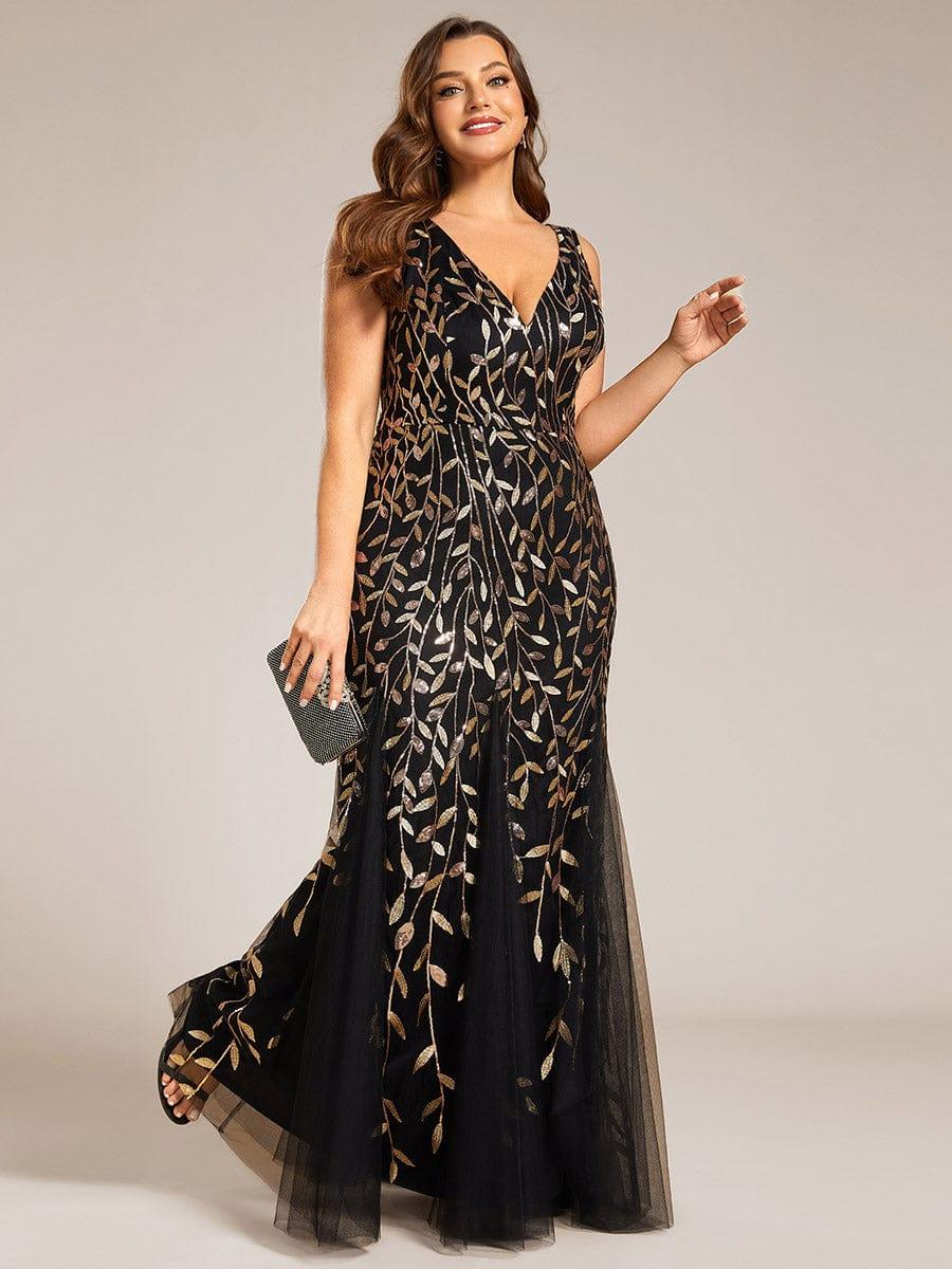 ever ORIEL|Women's Double V-Neck Fishtail Sequin Evening Dress