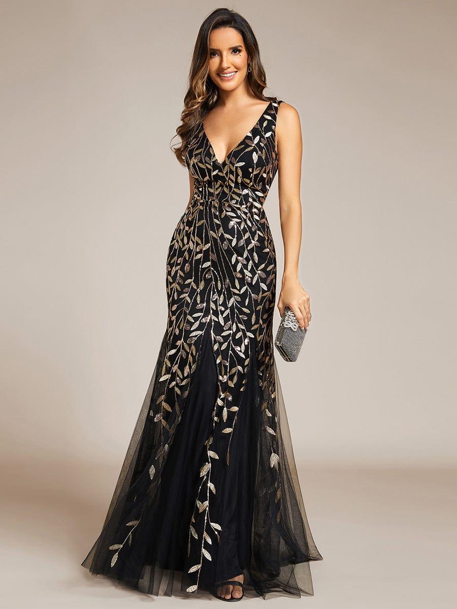 ever ORIEL|Women's Double V-Neck Fishtail Sequin Evening Dress