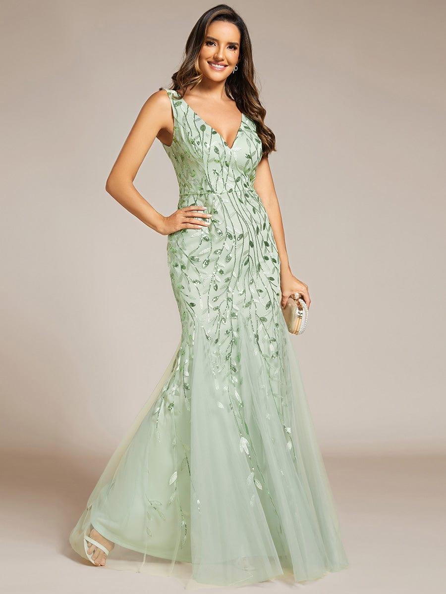 ever ORIEL|Women's Double V-Neck Fishtail Sequin Evening Dress