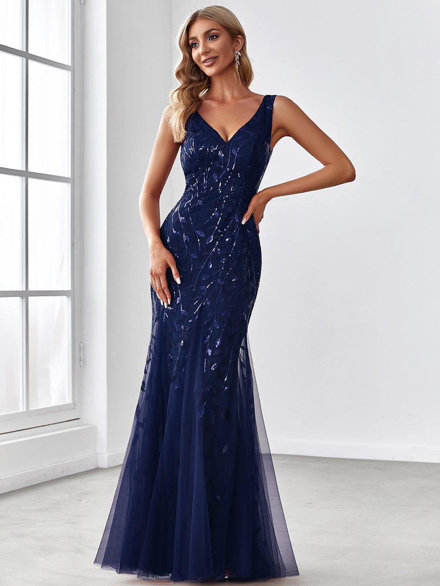 ever ORIEL|Women's Double V-Neck Fishtail Sequin Evening Dress