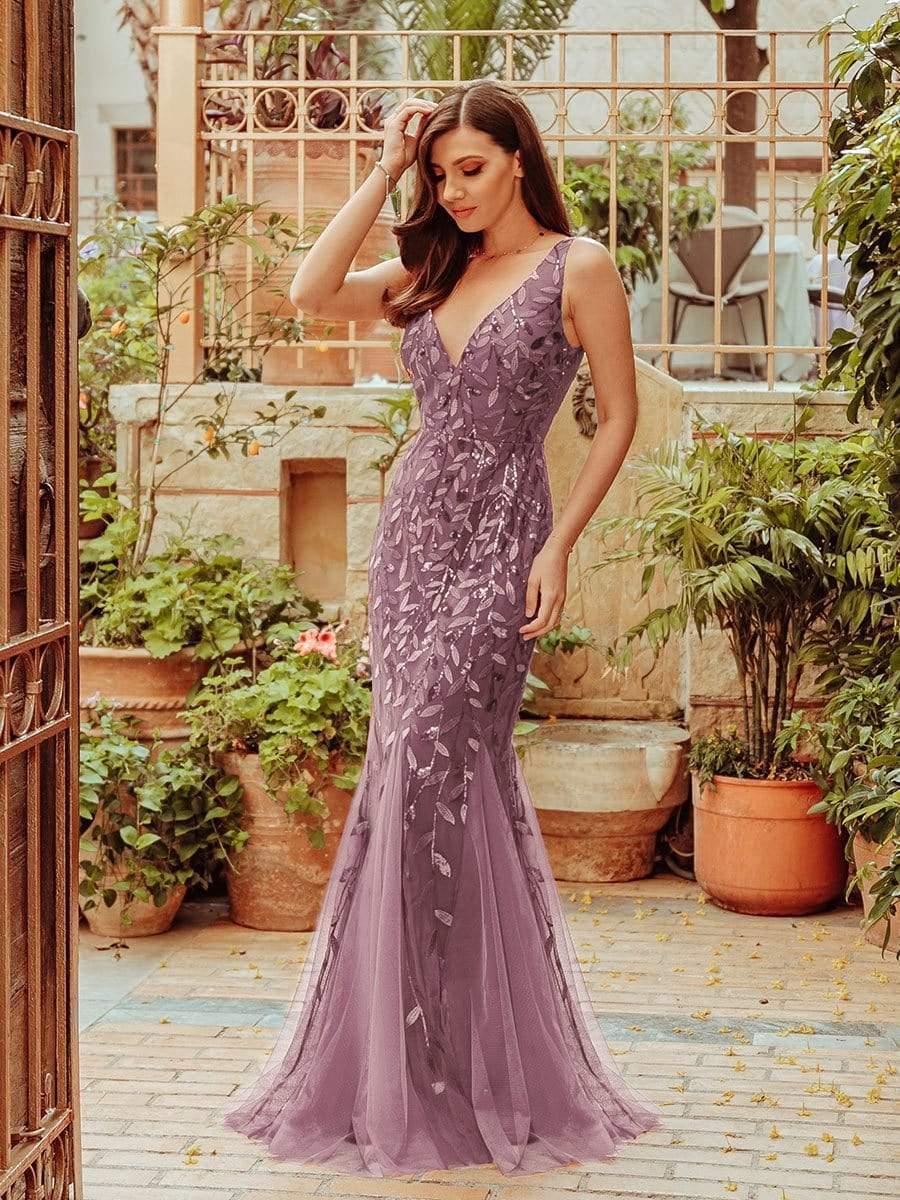 ever ORIEL|Women's Double V-Neck Fishtail Sequin Evening Dress