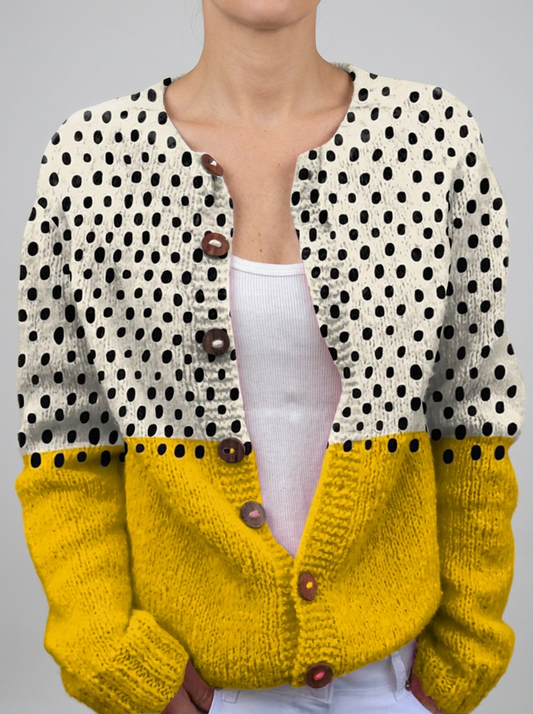 Odette™ Vintage Two-Tone Knit Cardigan Sweater