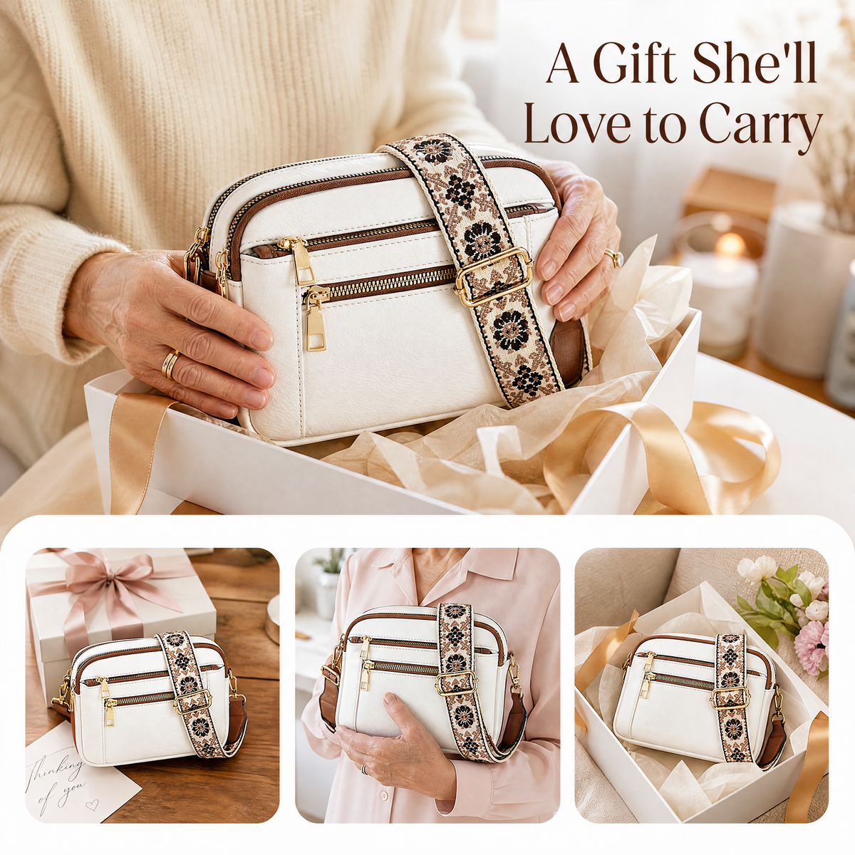 🎁Limited Sale 50% OFF👜Handmade Leather Crossbody with Colorful Straps