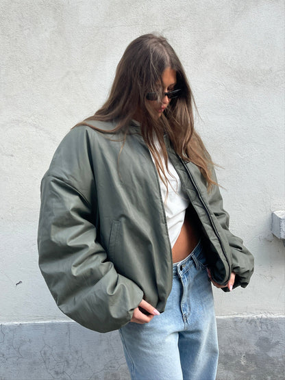 Oversized Bomber Oil Khaki