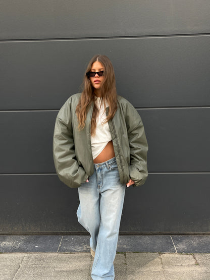 Oversized Bomber Oil Khaki