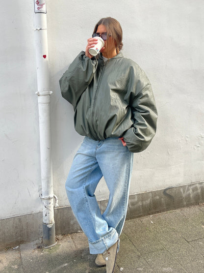 Oversized Bomber Oil Khaki