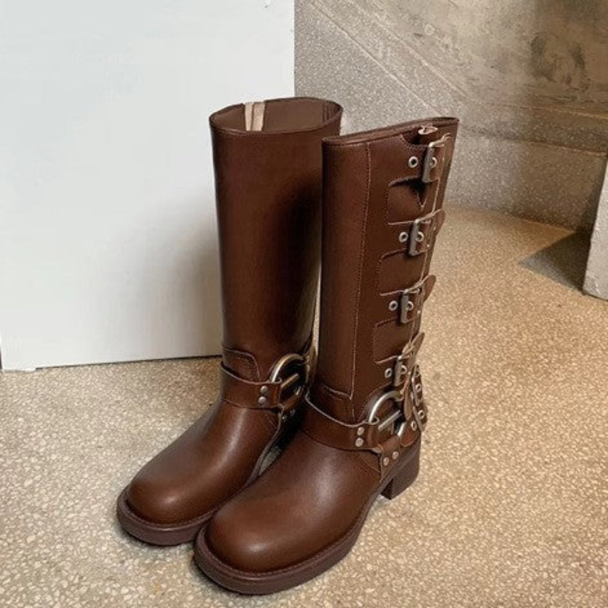 POTENCIANA™ – Classic Buckled Ankle Motorcycle Boots
