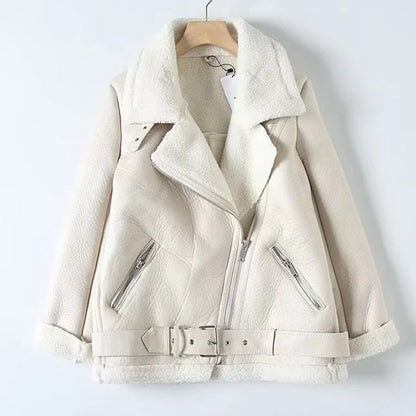 Daniela | Leather Jacket with Zipper Fur