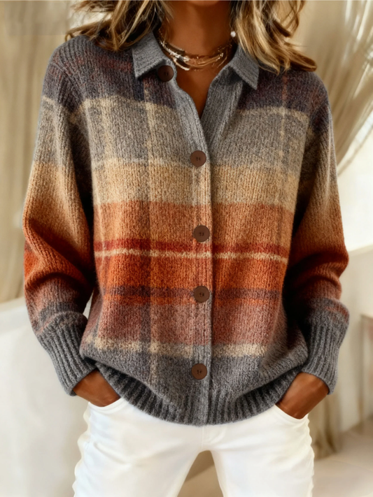 Charlotte™ Autumn Ombre Plaid Cardigan