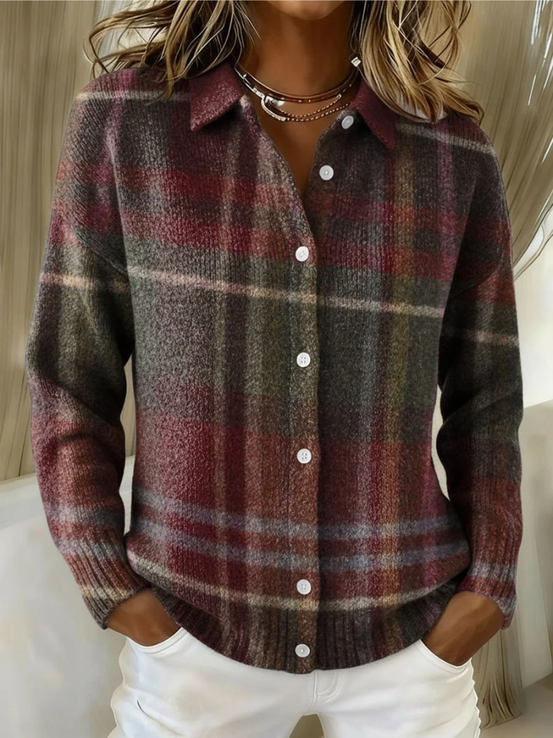 Emily™ – Checked Hoodie Blouse
