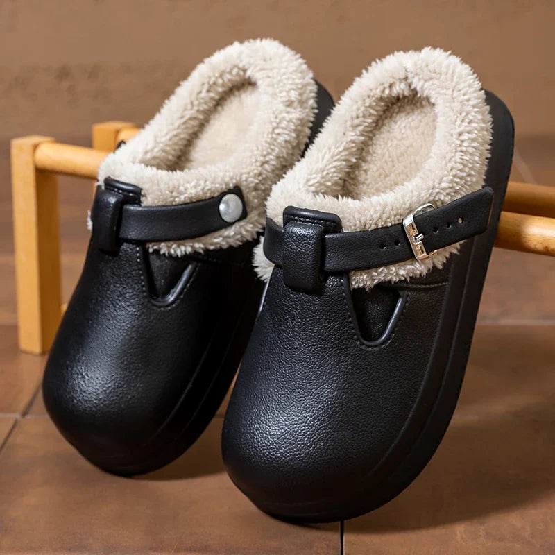 Aurelia Waterproof™ - Faux Fur Buckle Mules