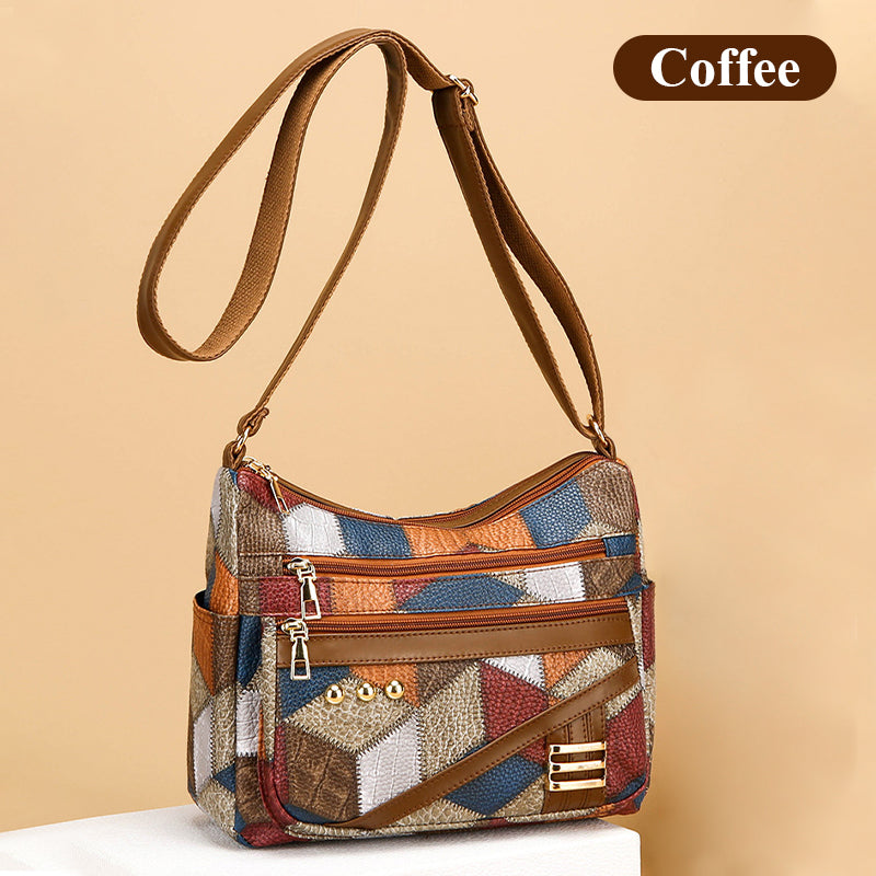 Vintage Geometric Pattern Bag With Adjustable Strap
