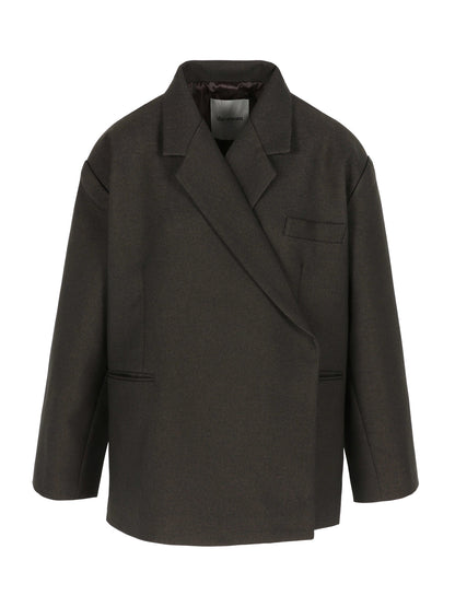 Oversized Side Slit Blazer Dark Brown