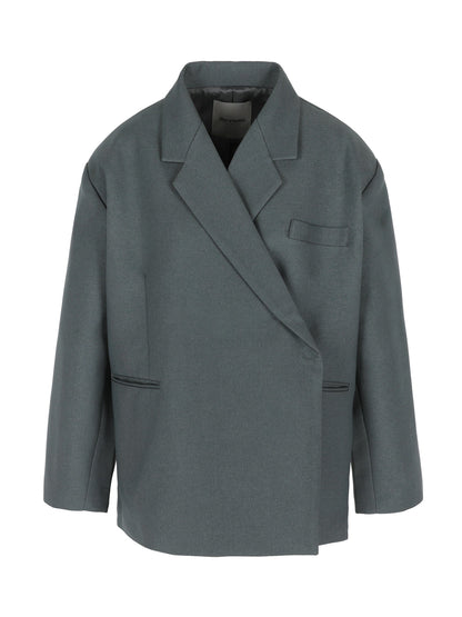 Oversized Side Slit Blazer Steel Blue
