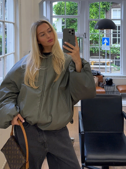 Oversized Bomber Oil Khaki