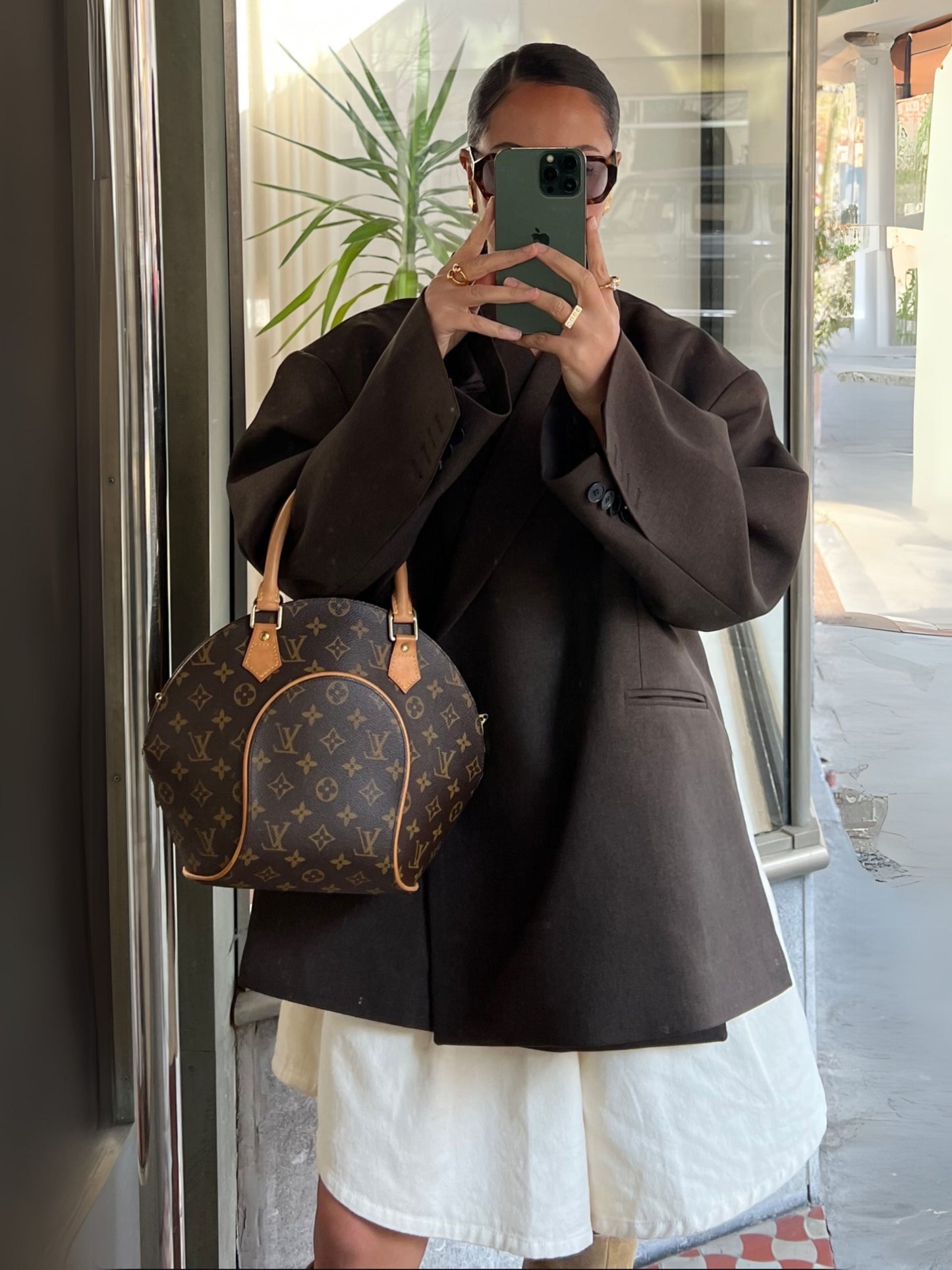 Oversized Side Slit Blazer Dark Brown