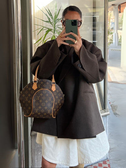 Oversized Side Slit Blazer Dark Brown