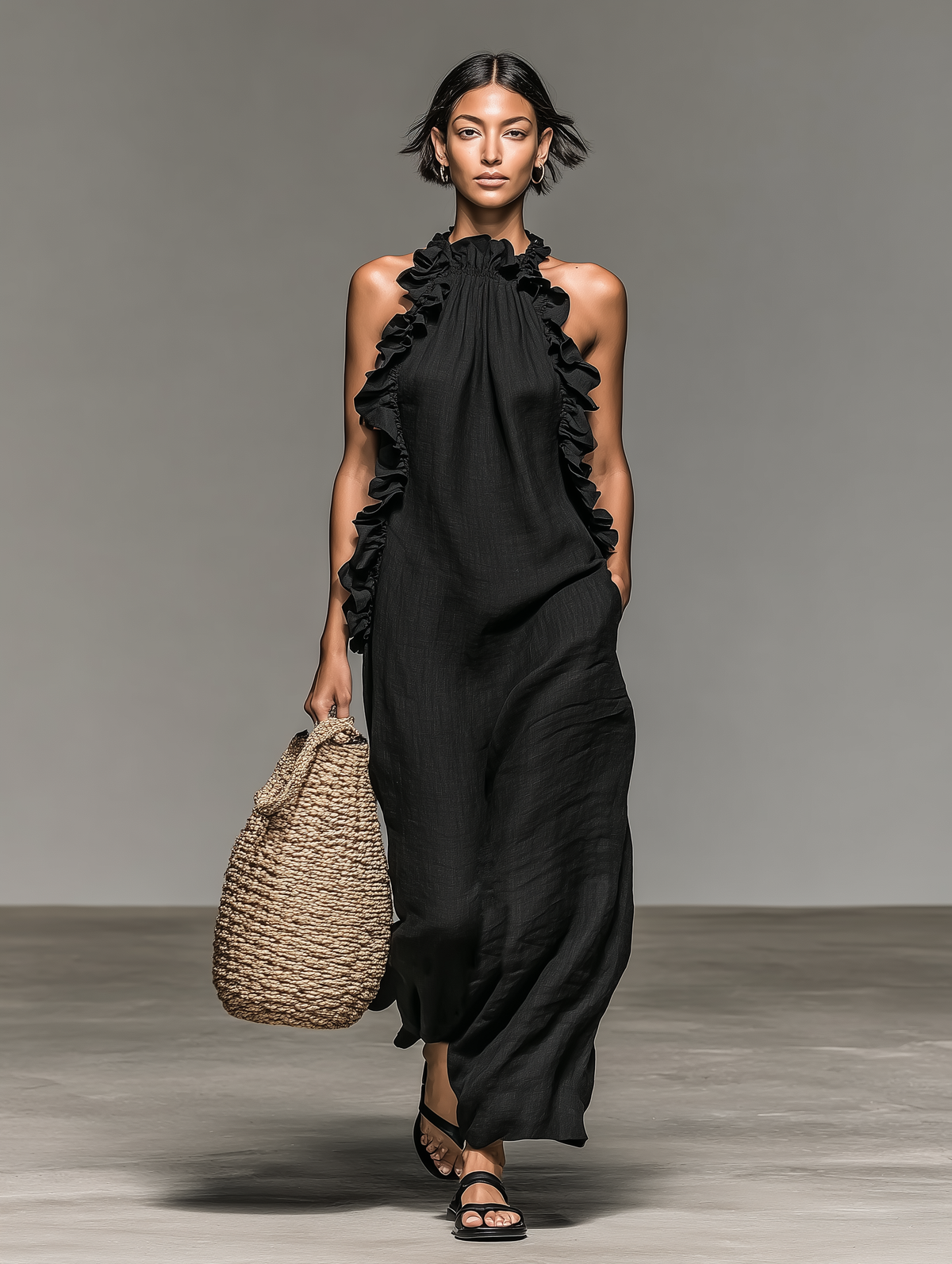 The product styled in a sunlit courtyard